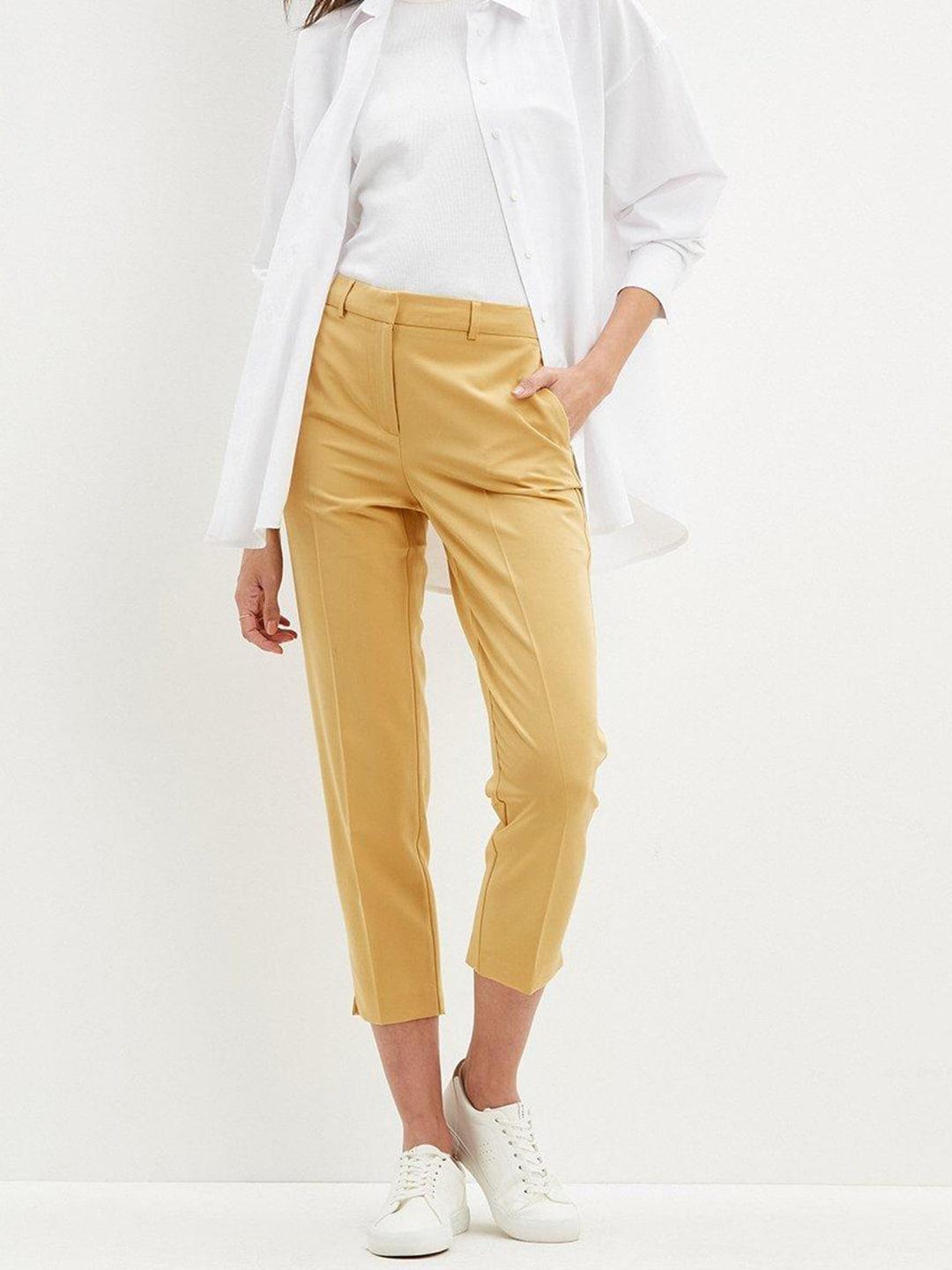 dorothy perkins women yellow slim fit trousers