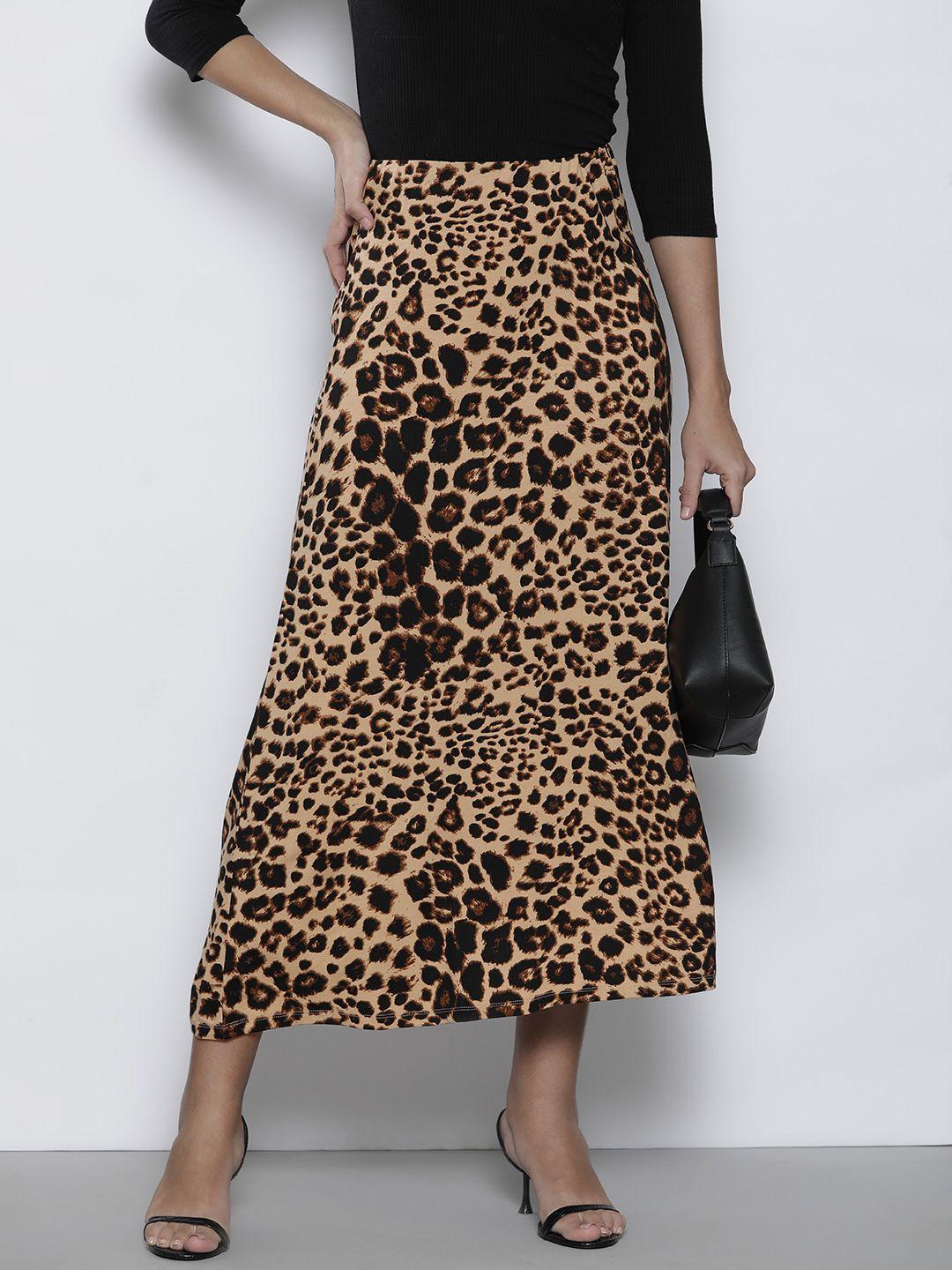 dorothy perkins animal printed a-line midi skirt