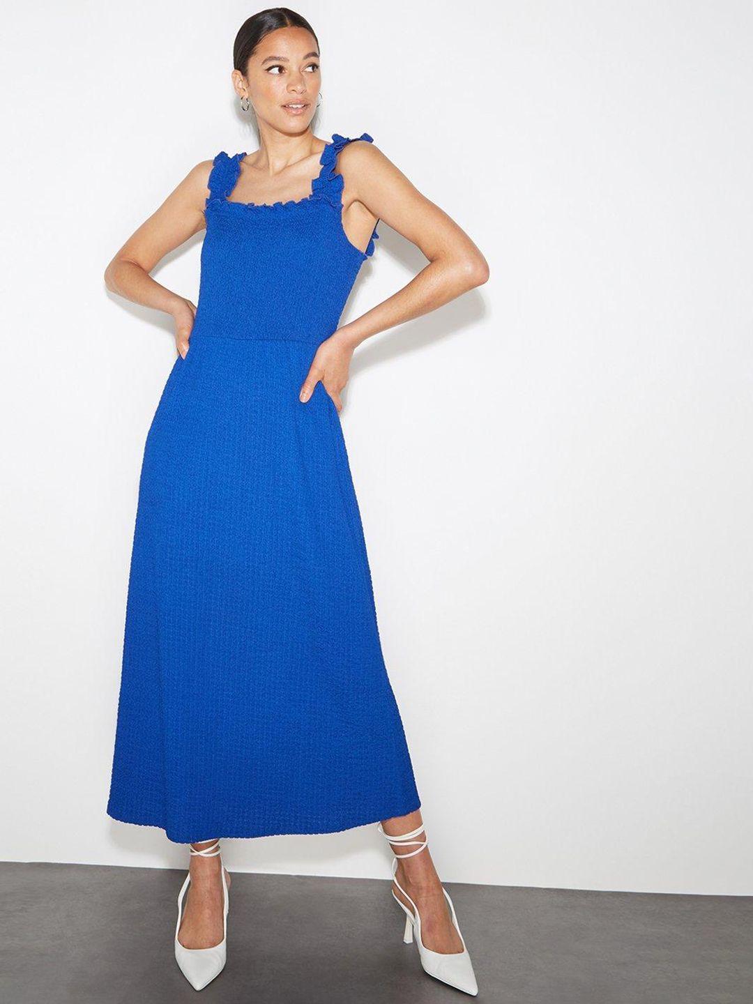 dorothy perkins blue seersucker a-line midi dress