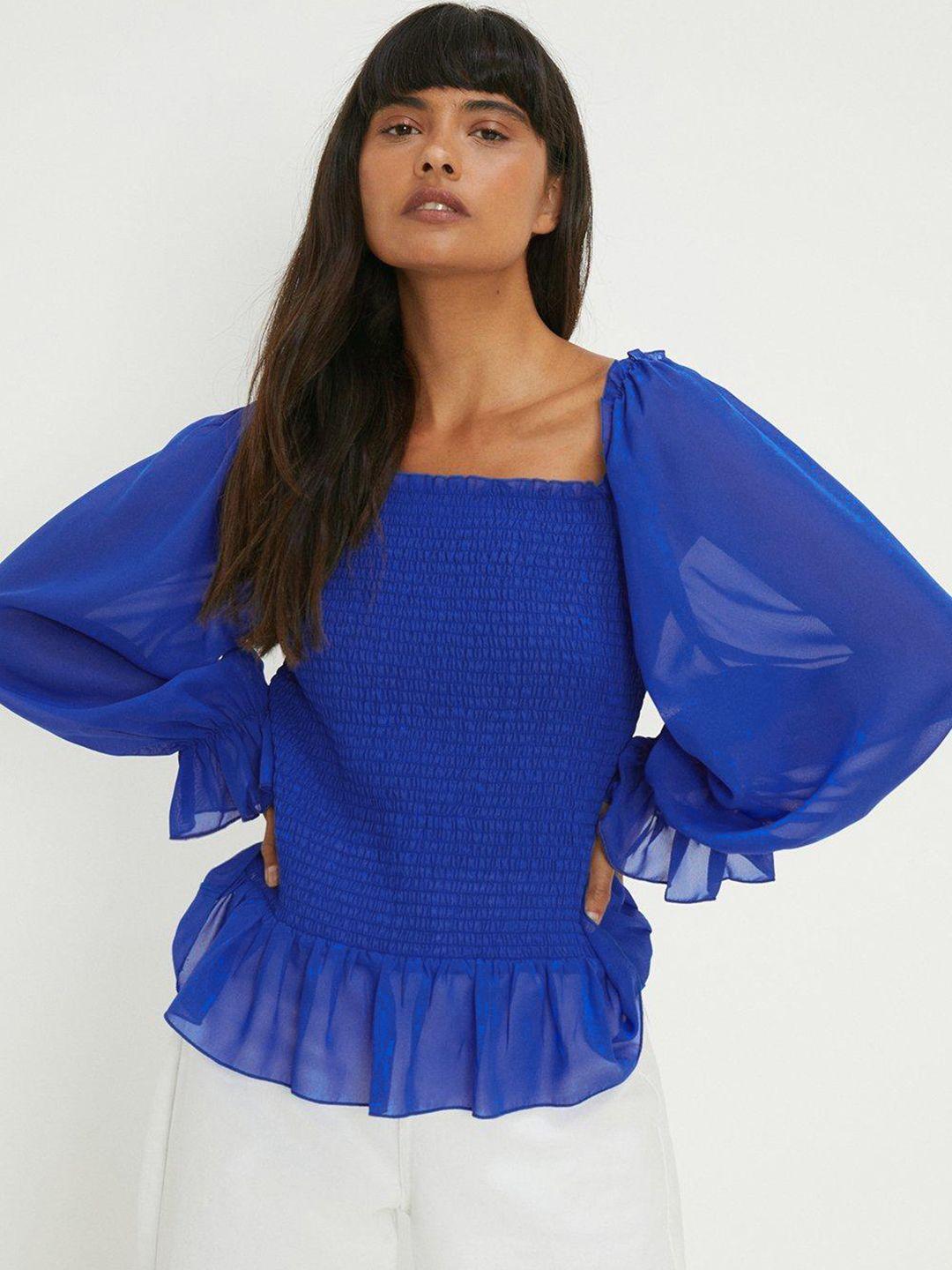 dorothy perkins chiffon bell sleeve smocked top