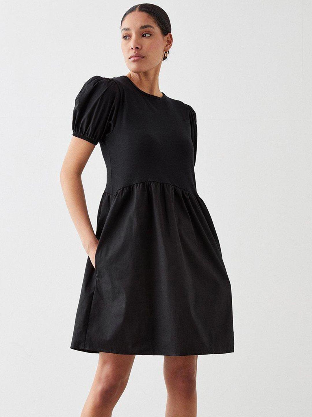 dorothy perkins cotton puff sleeves a-line dress