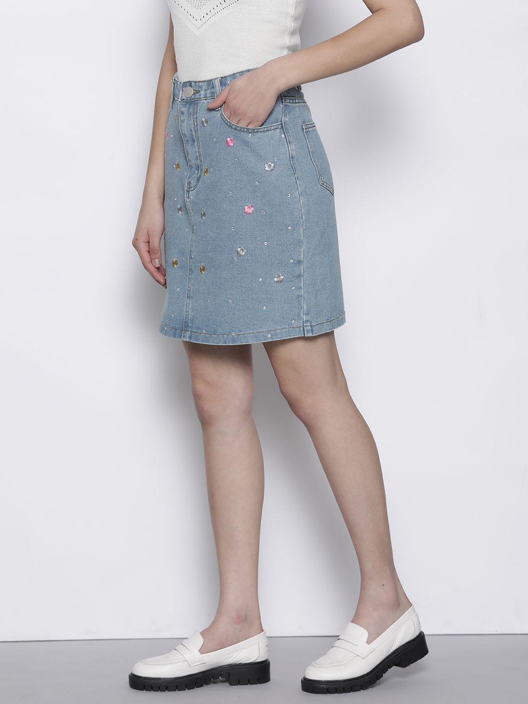 dorothy perkins embellished denim skirt