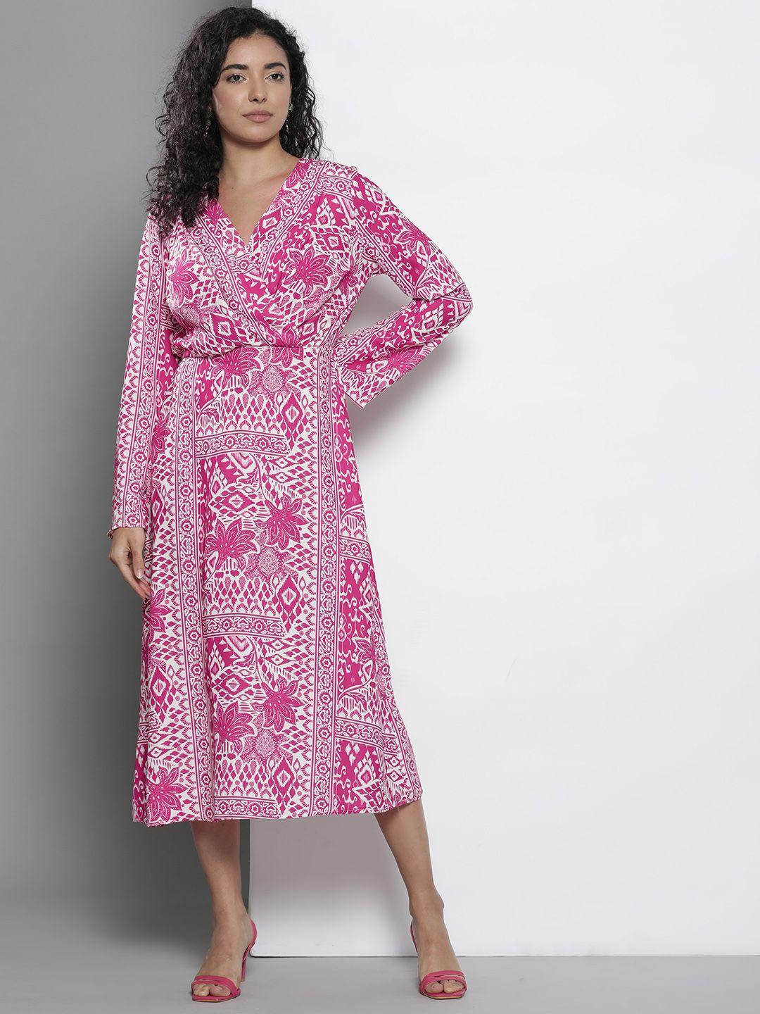 dorothy perkins ethnic print wrap midi dress