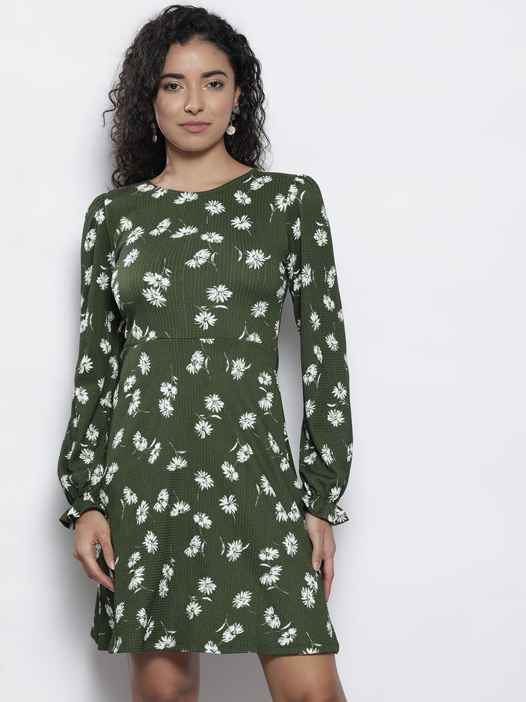 dorothy perkins floral print a-line dress with puff sleeves