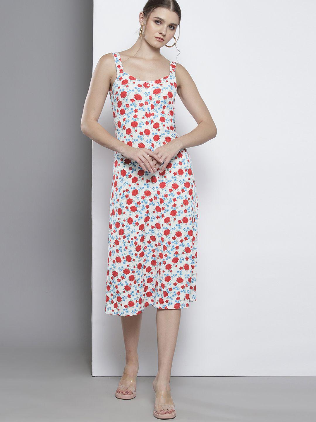 dorothy perkins floral print a-line midi dress