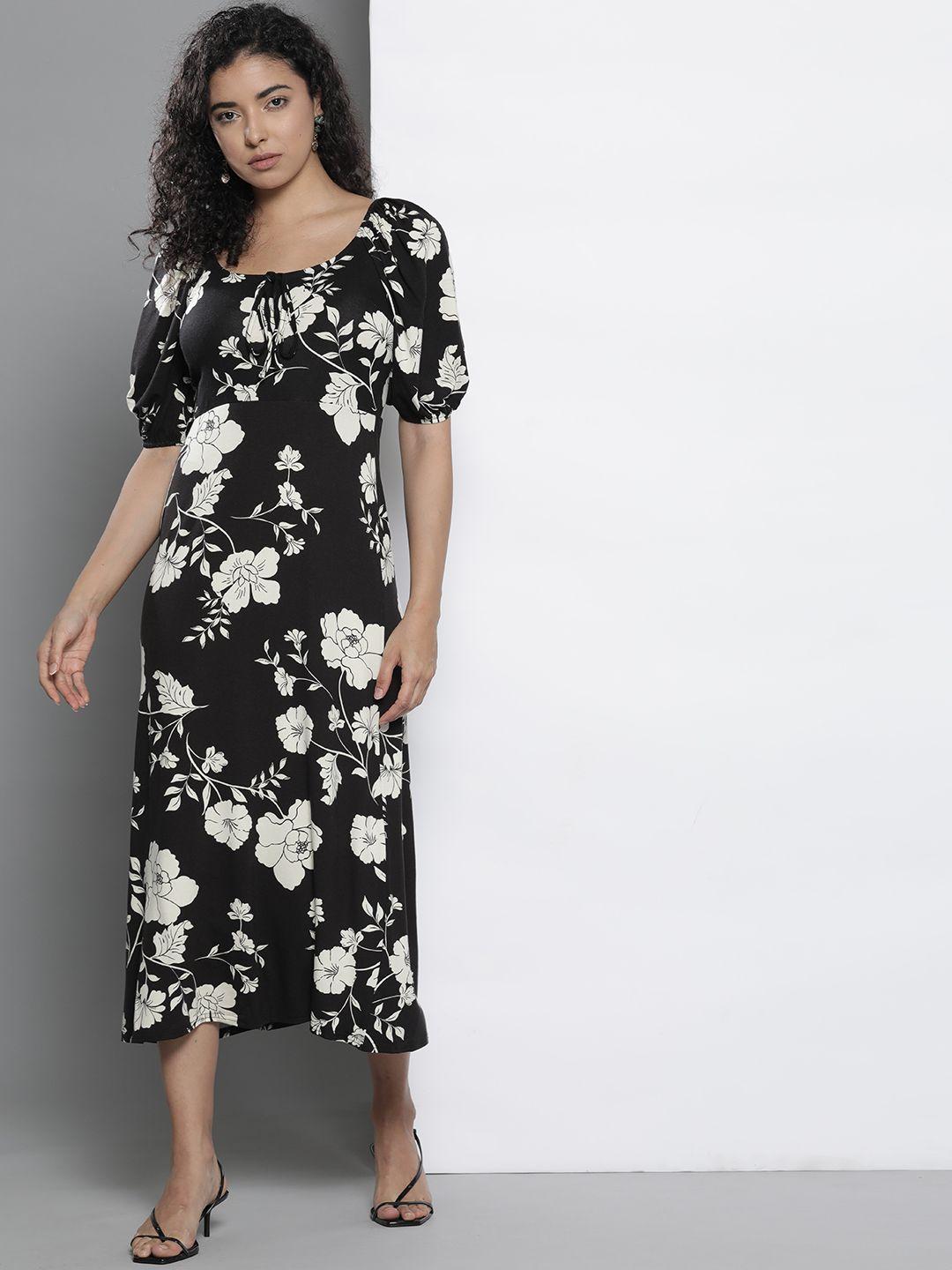 dorothy perkins floral print a-line midi dress