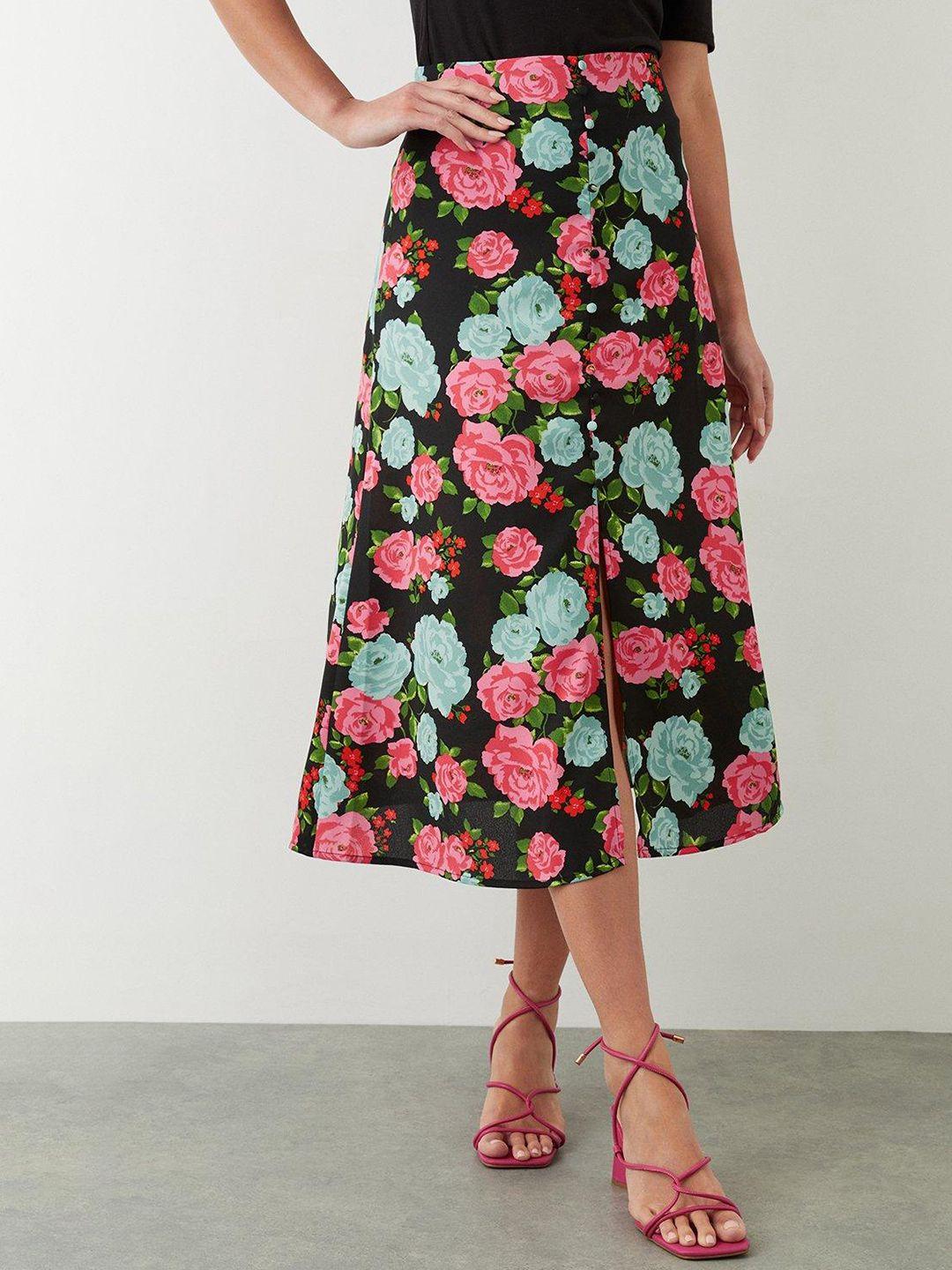 dorothy perkins floral print a-line skirt