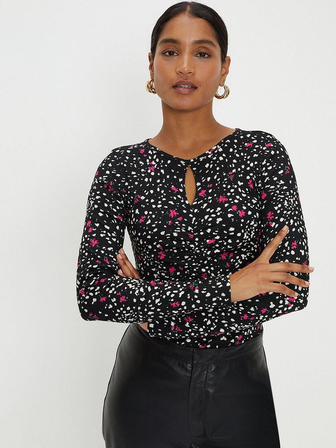 dorothy perkins floral print keyhole neck top