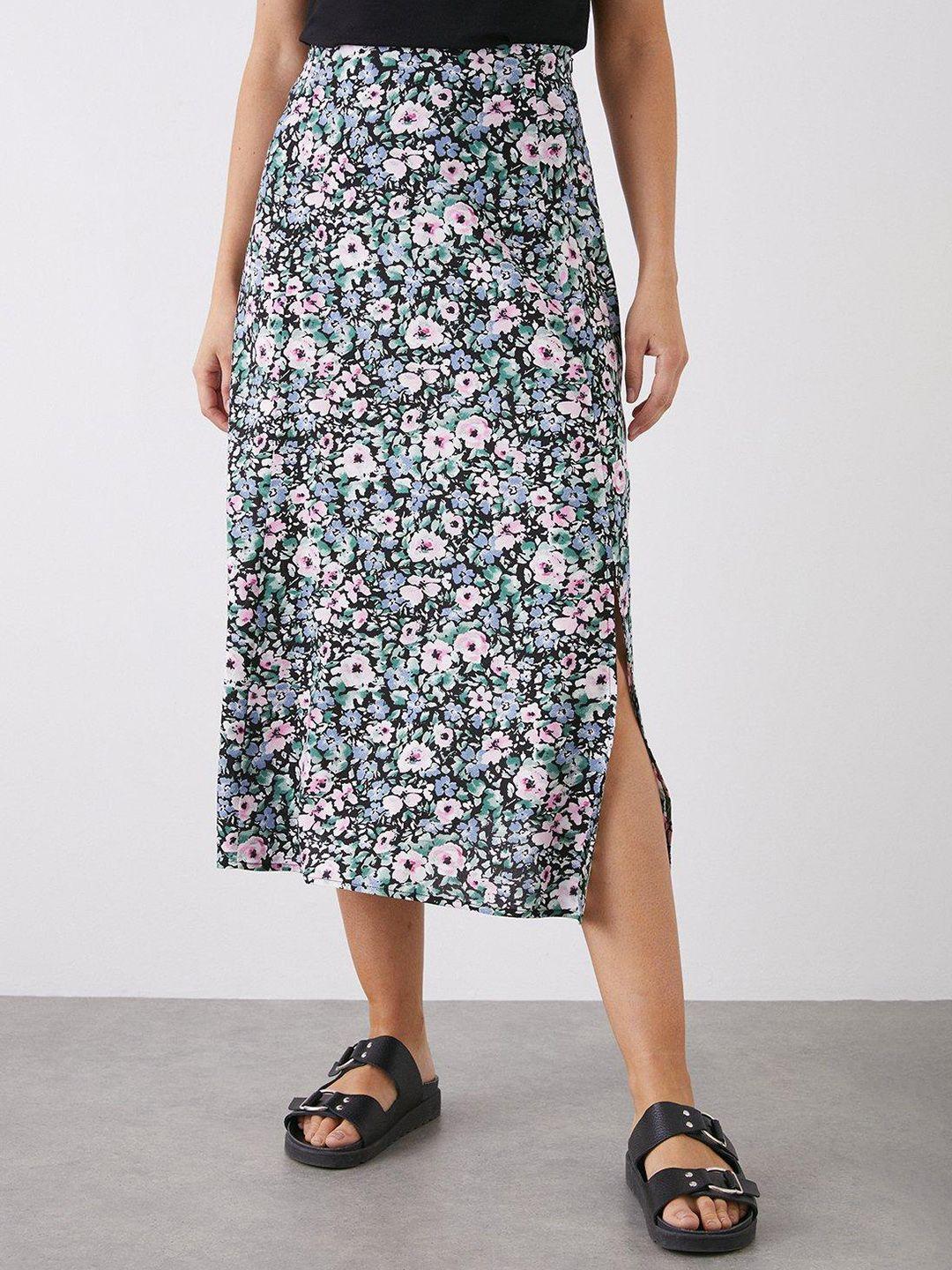 dorothy perkins floral print midi a-line skirt