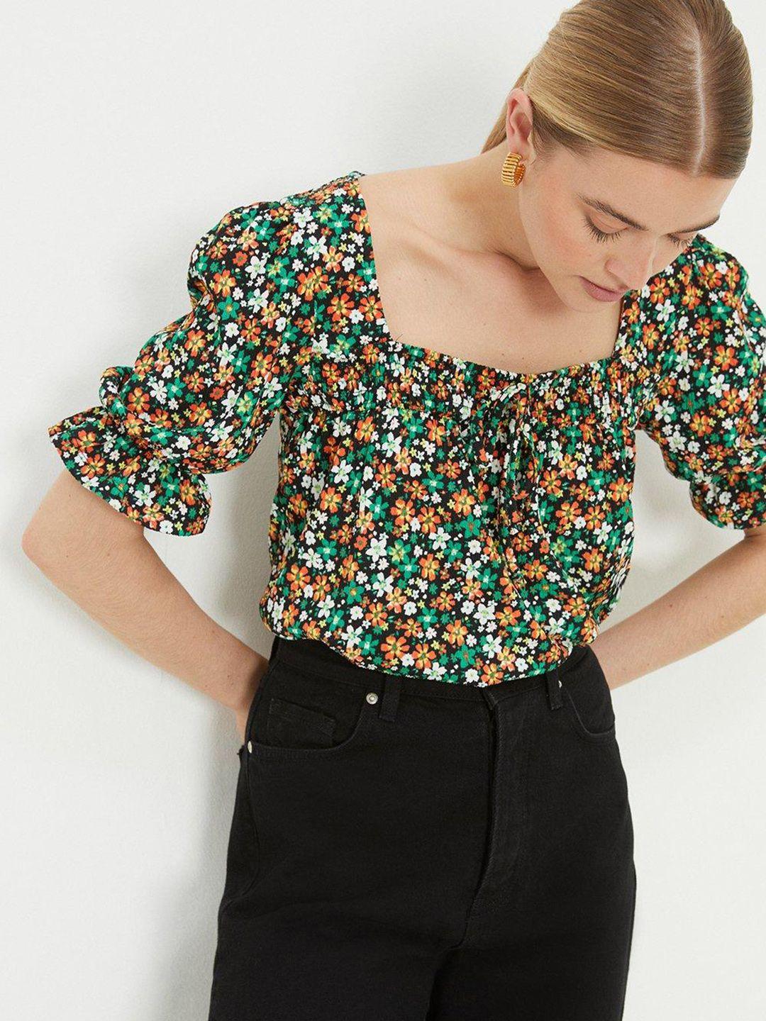 dorothy perkins floral print puff sleeves top