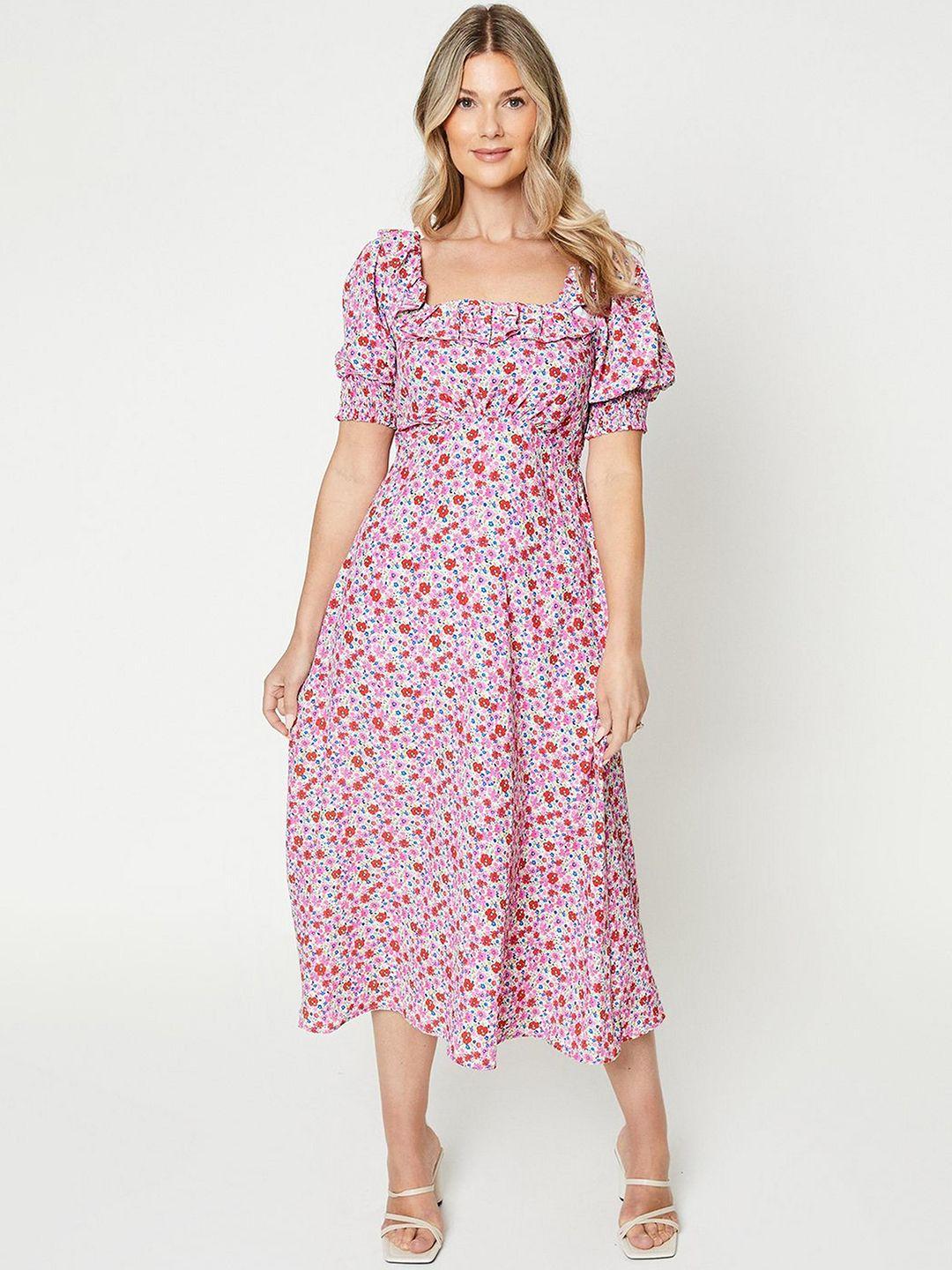 dorothy perkins floral print ruffle midi dress