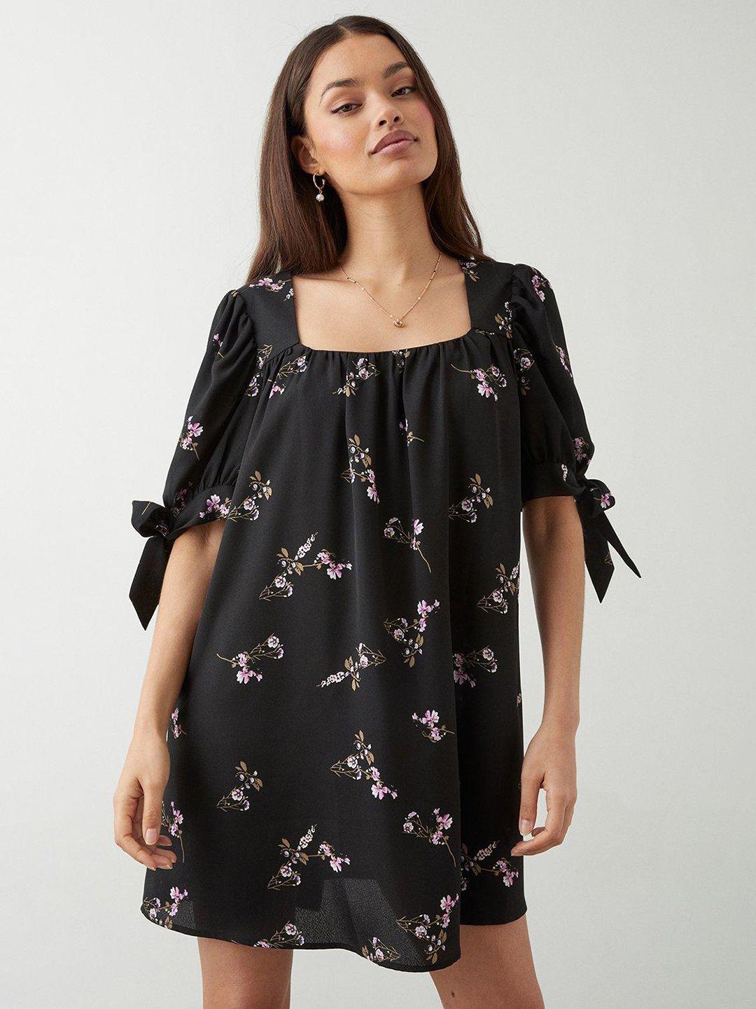 dorothy perkins floral print square neck a-line mini dress