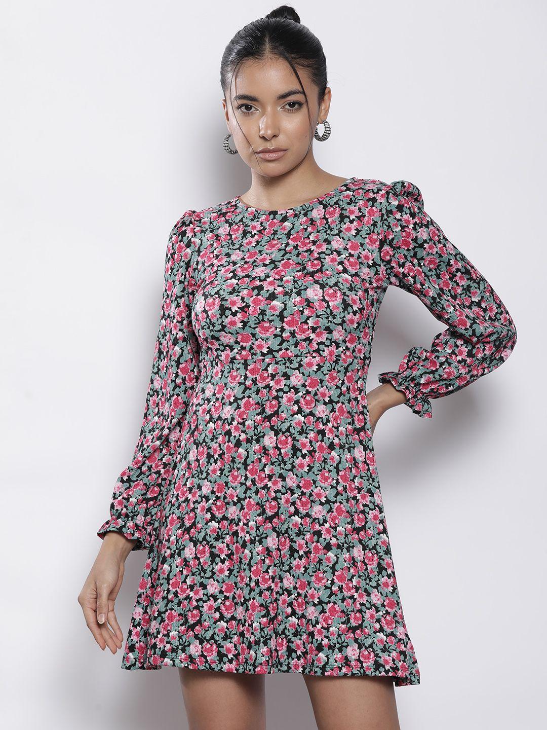 dorothy perkins petite floral print a-line mini dress