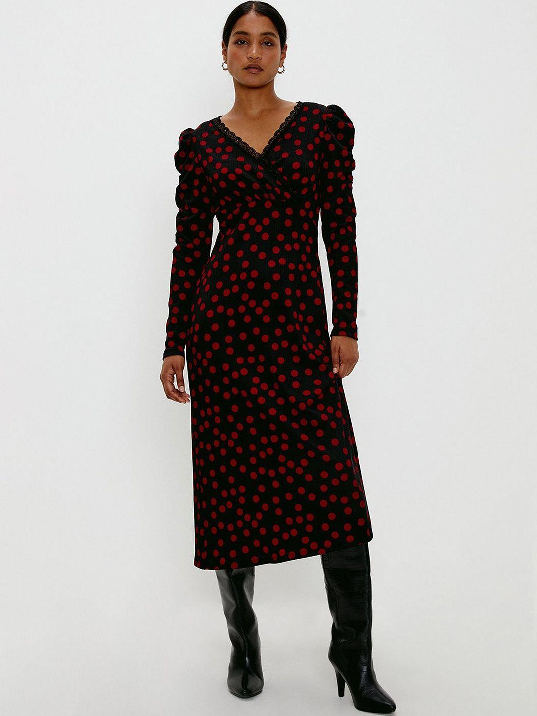 dorothy perkins polka dot print wrap midi dress