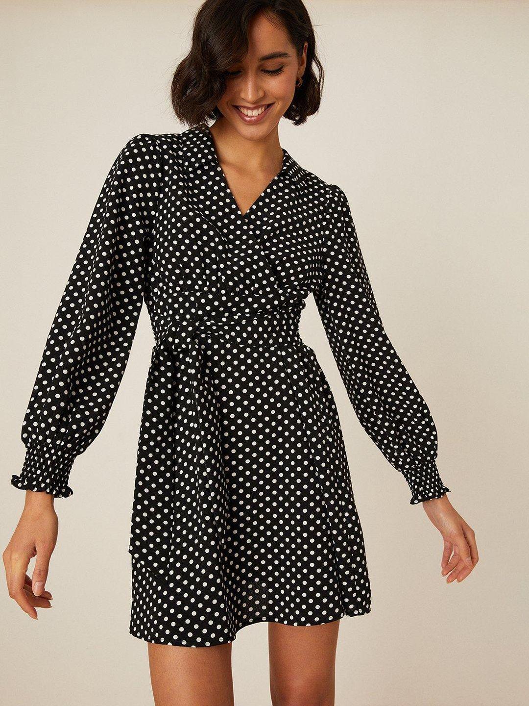 dorothy perkins polka dots print wrap dress