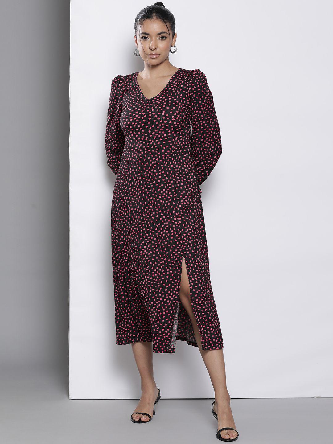 dorothy perkins printed side slit petite a-line midi dress