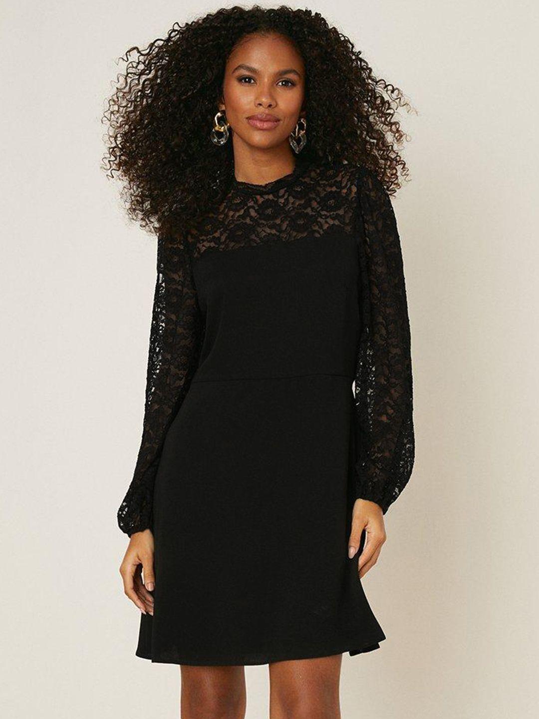 dorothy perkins puff sleeve lace insert a-line dress