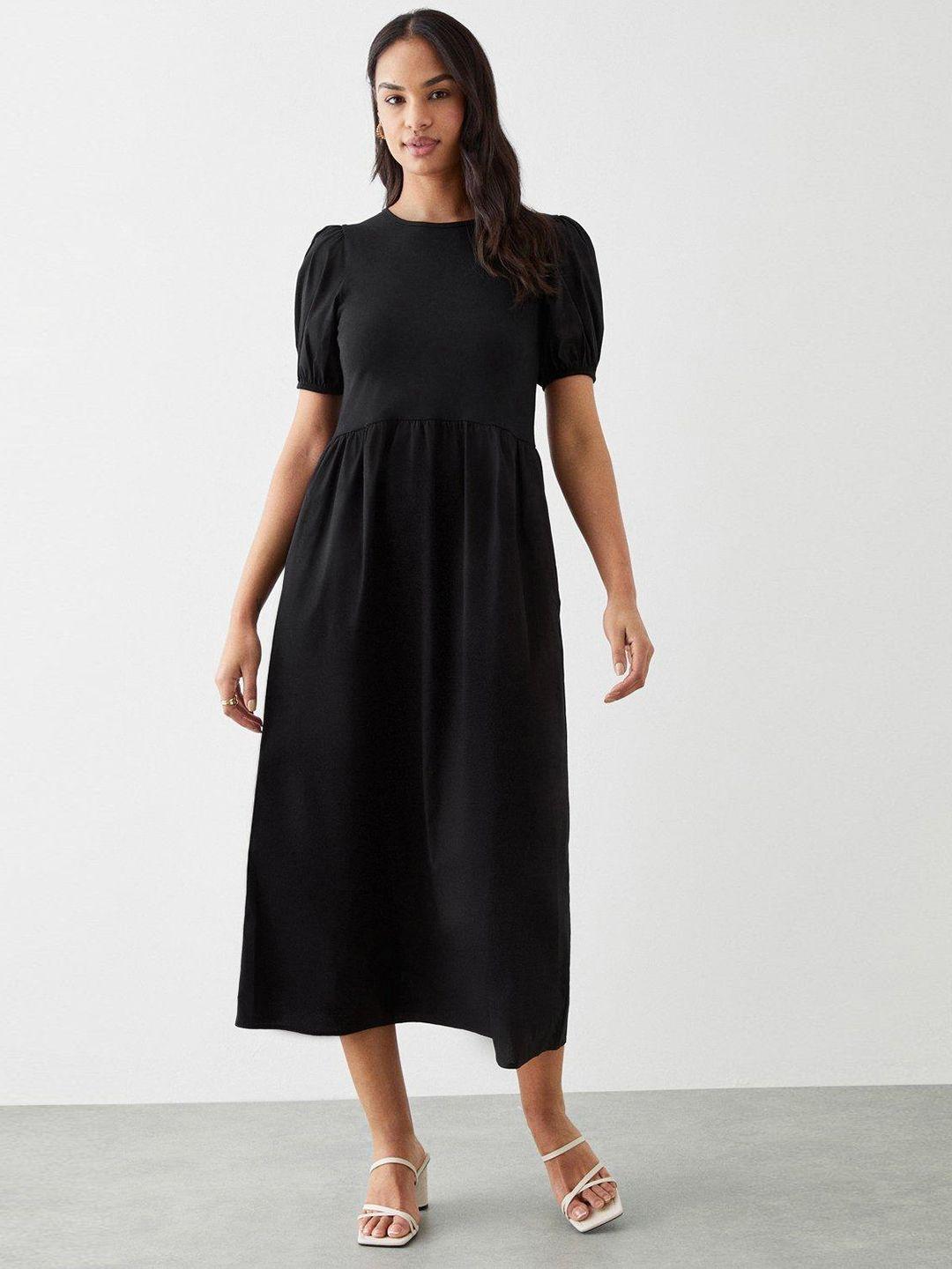 dorothy perkins puff sleeves a-line midi dress