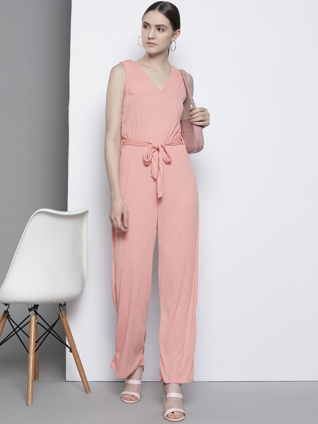 dorothy perkins ribbed v neck basic jumpsuit