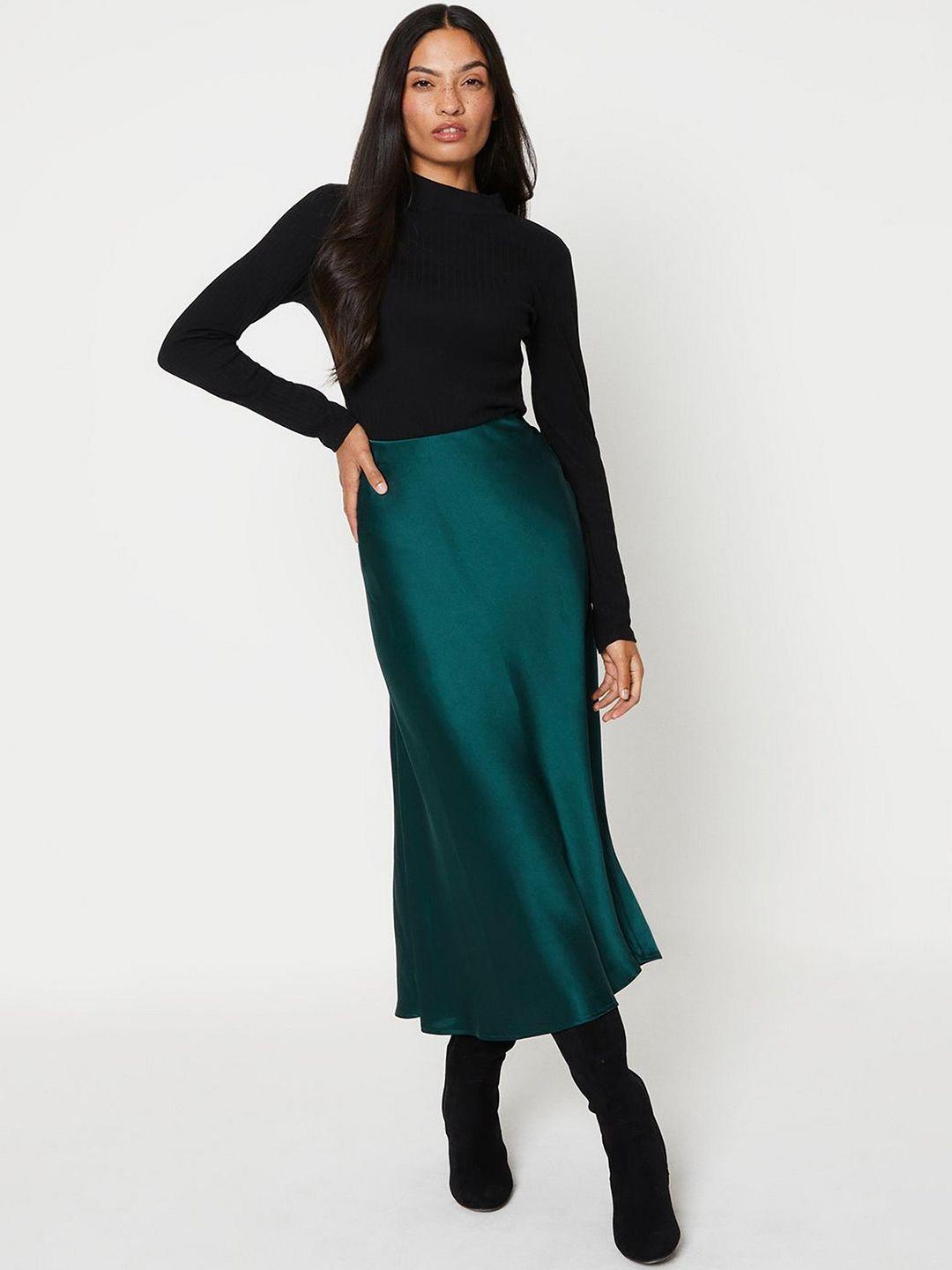 dorothy perkins satin-finish a-line midi skirt