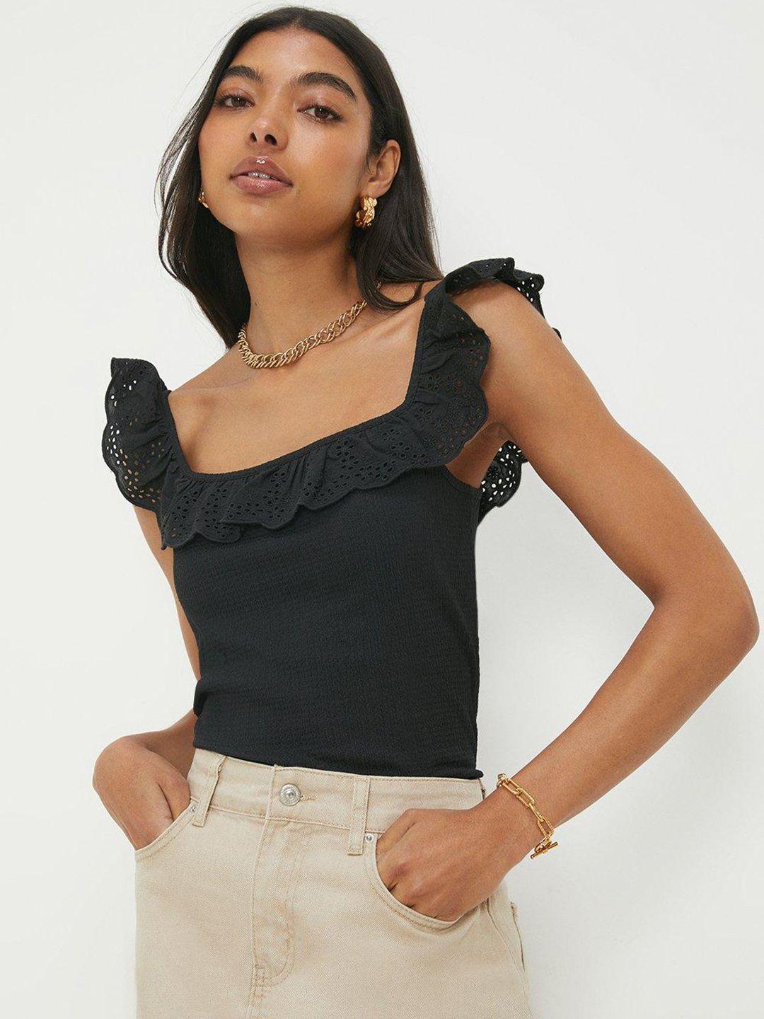 dorothy perkins schiffli embroidered ruffled top