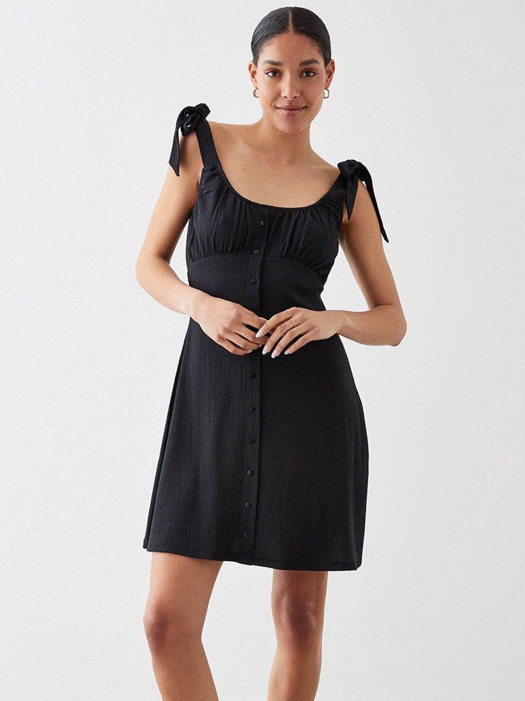 dorothy perkins shoulder straps textured empire mini dress