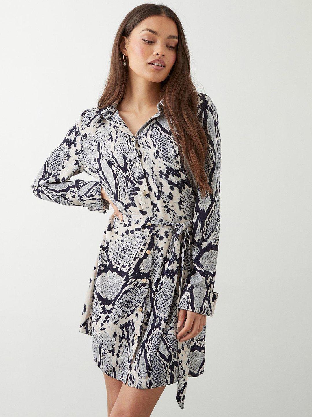 dorothy perkins snake print shirt mini dress