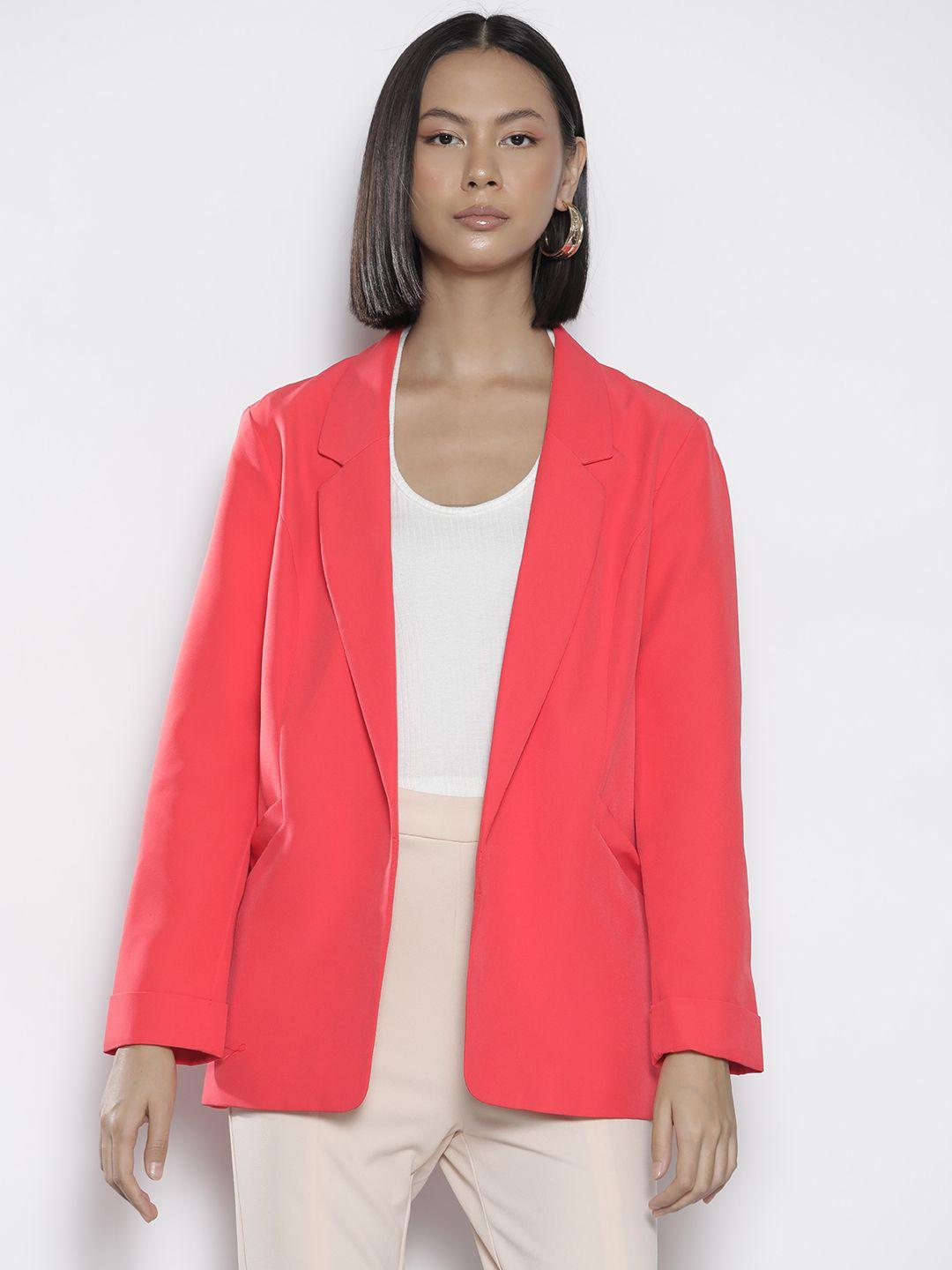dorothy perkins solid notched lapel cuffed sleeves blazer