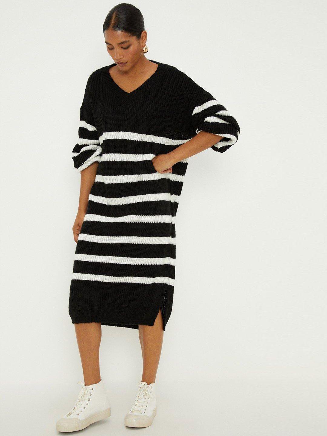 dorothy perkins striped acrylic jumper midi dress