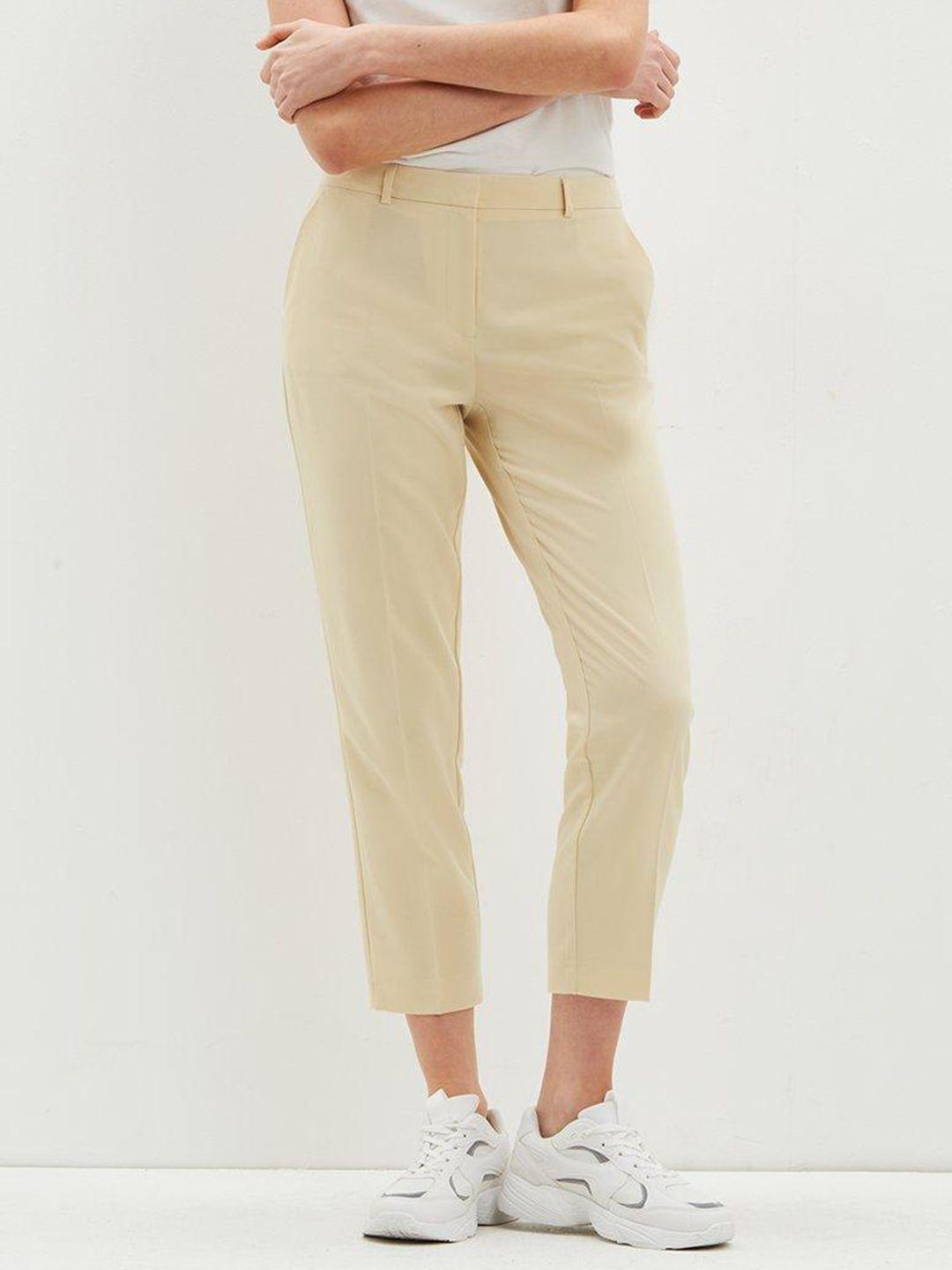 dorothy perkins women beige slim fit trousers
