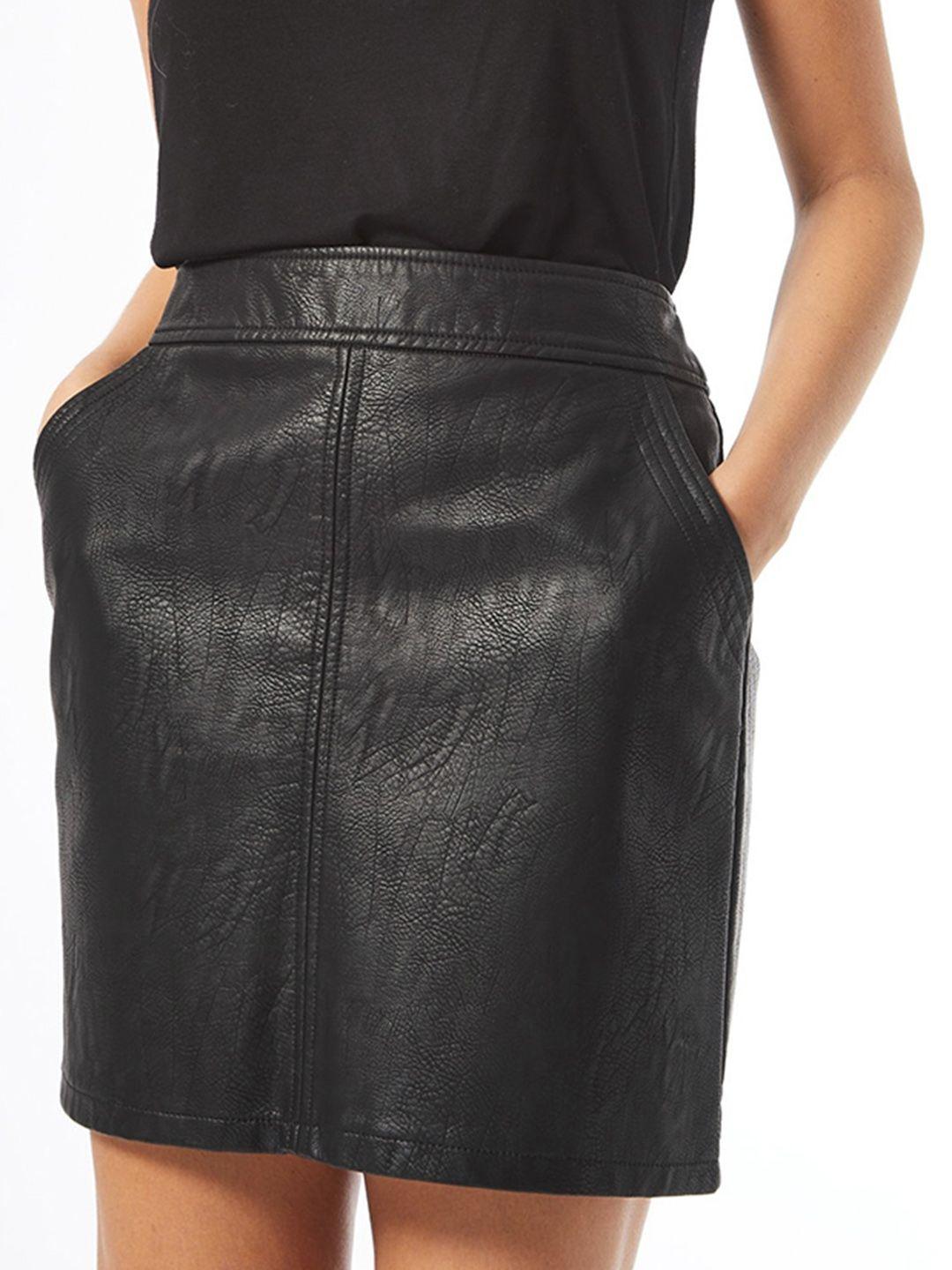 dorothy perkins women black solid petite fit mini a-line skirt