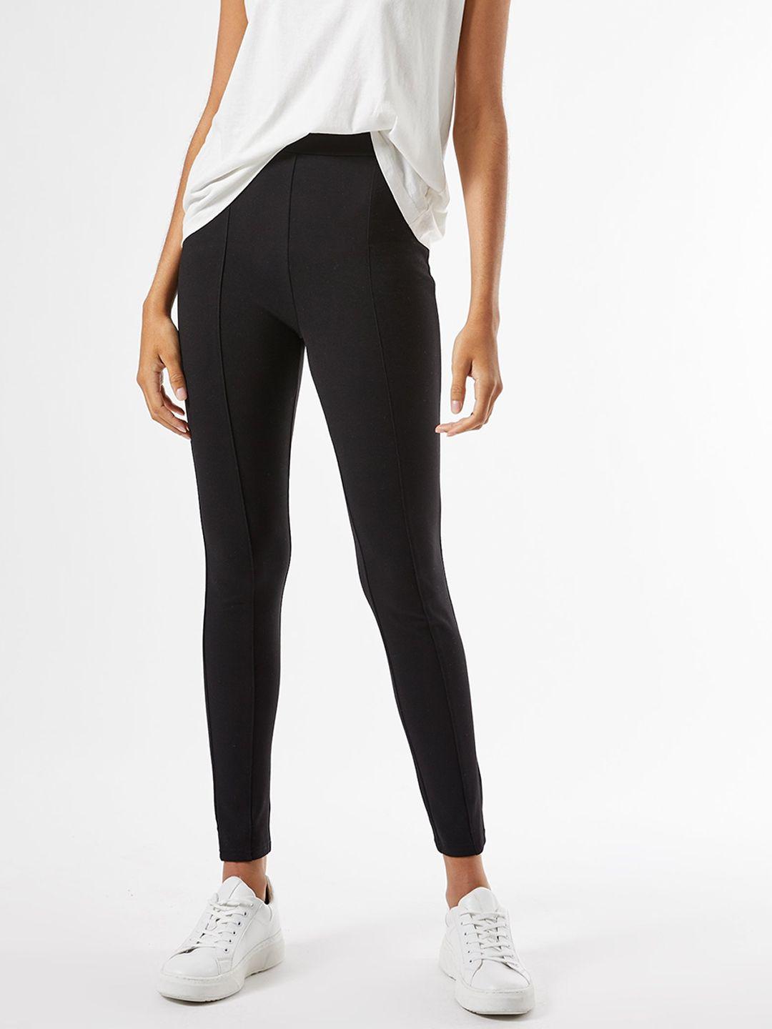 dorothy perkins women black solid skinny fit treggings