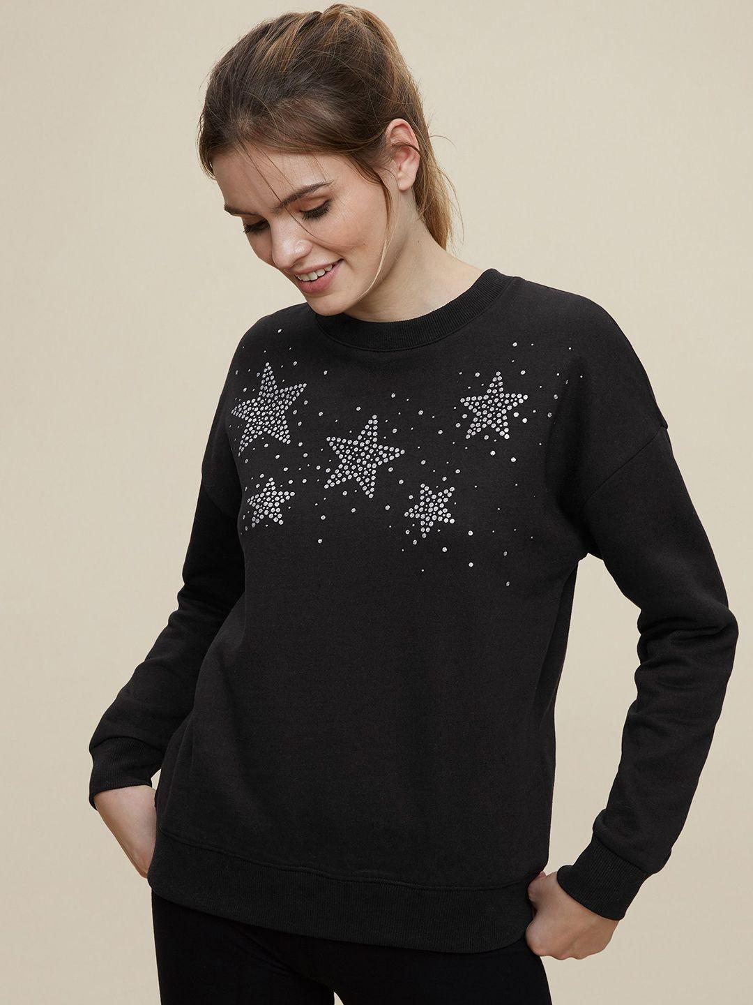 dorothy perkins women black star print sweatshirt