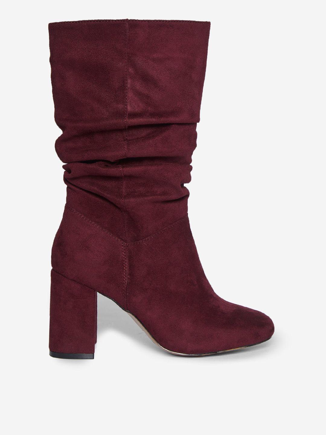 dorothy perkins women burgundy solid heeled boots