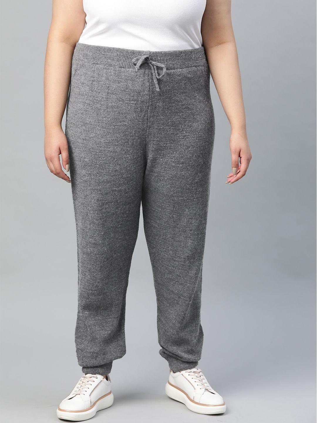 dorothy perkins women curve charcoal grey straight fit solid winter joggers
