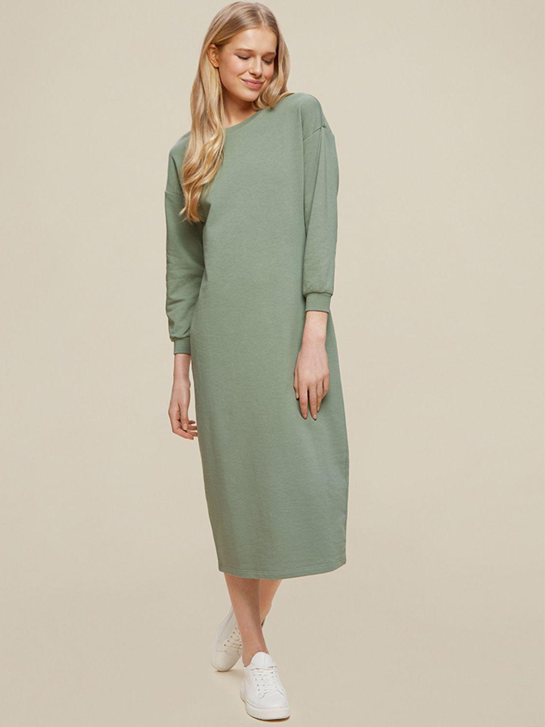 dorothy perkins women green solid jumper dress