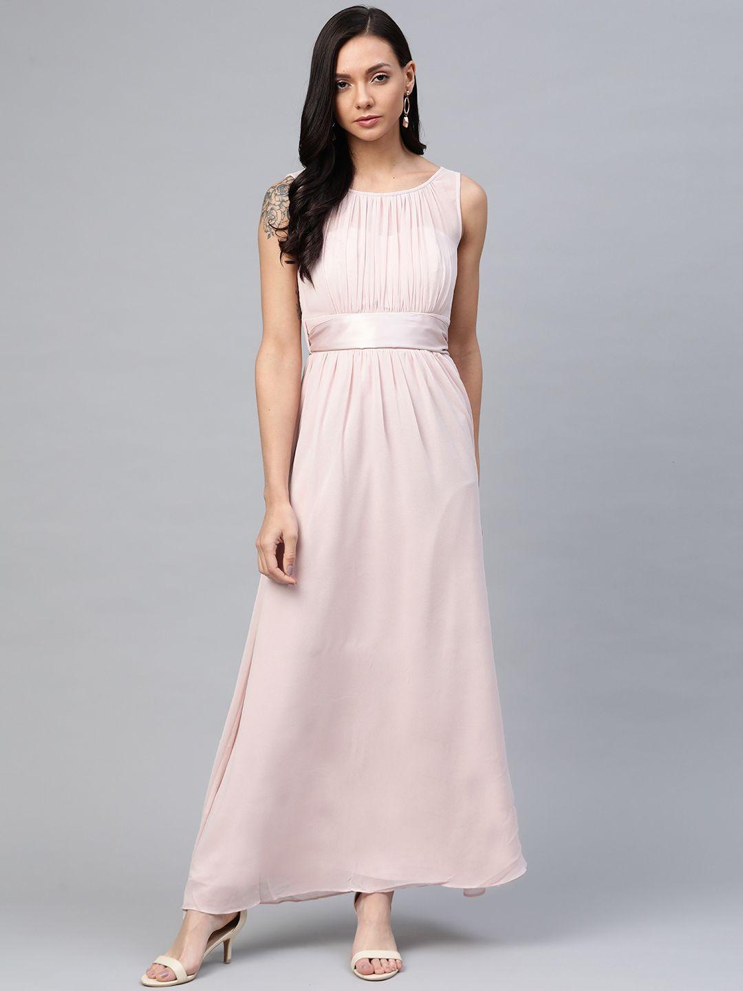 dorothy perkins women peach-coloured solid maxi dress