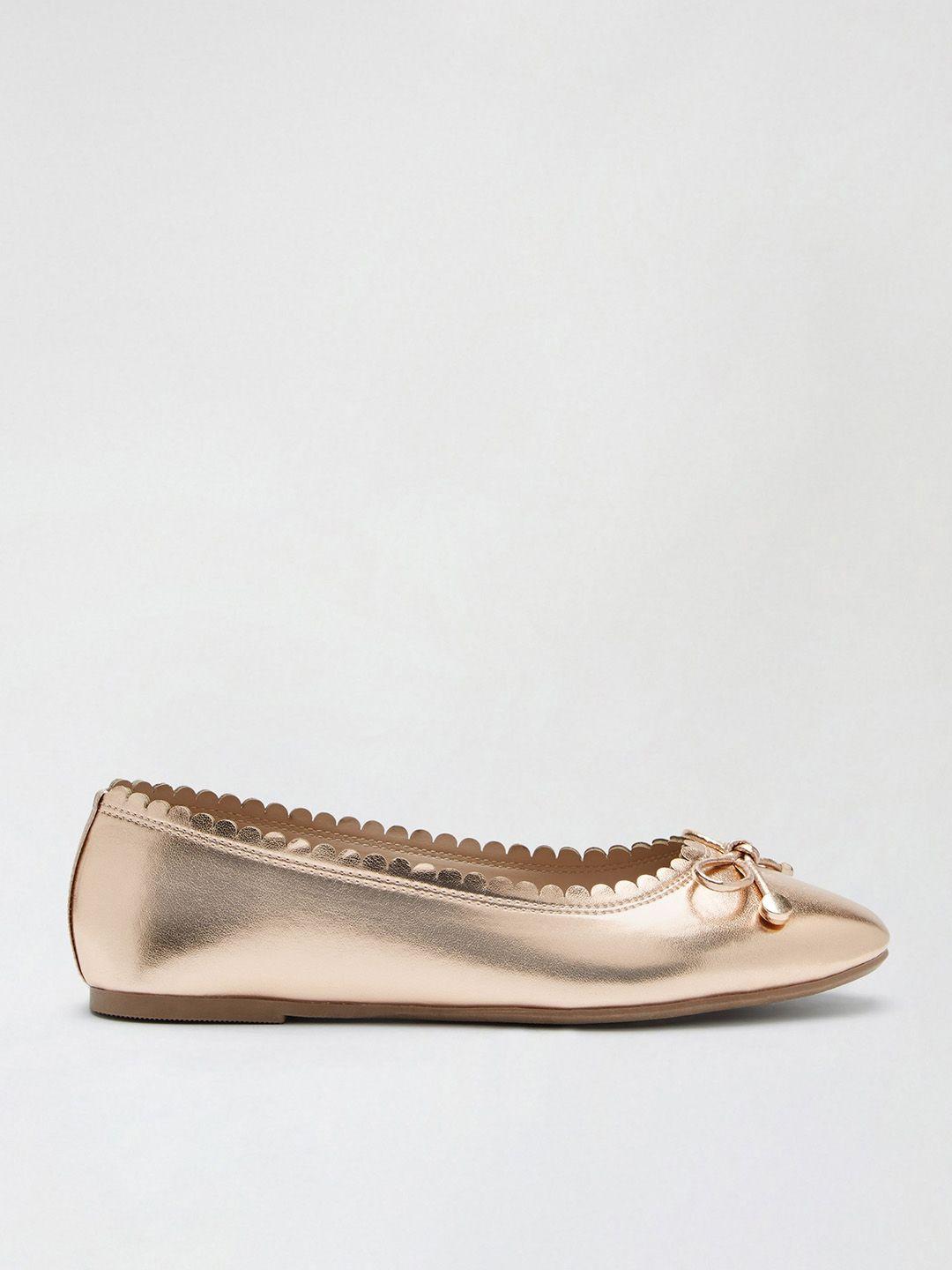 dorothy perkins women rose gold-toned solid metallic ballerinas