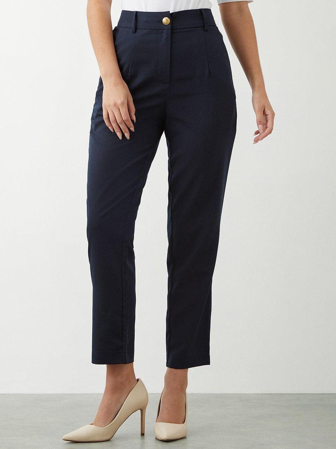 dorothy perkins women slim fit high-rise formal trousers