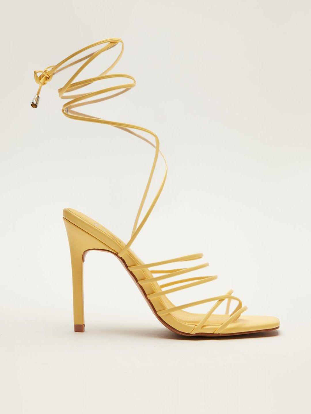 dorothy perkins yellow high-top stiletto gladiators