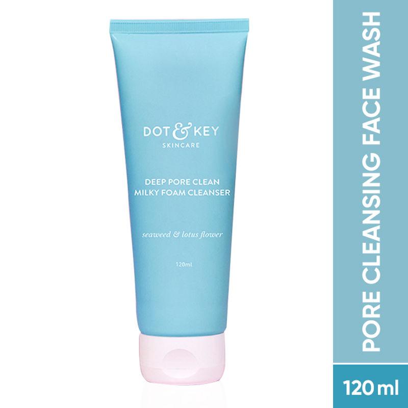 dot & key deep pore clean foaming face wash with lactic acid for glowing skin, for oily skin