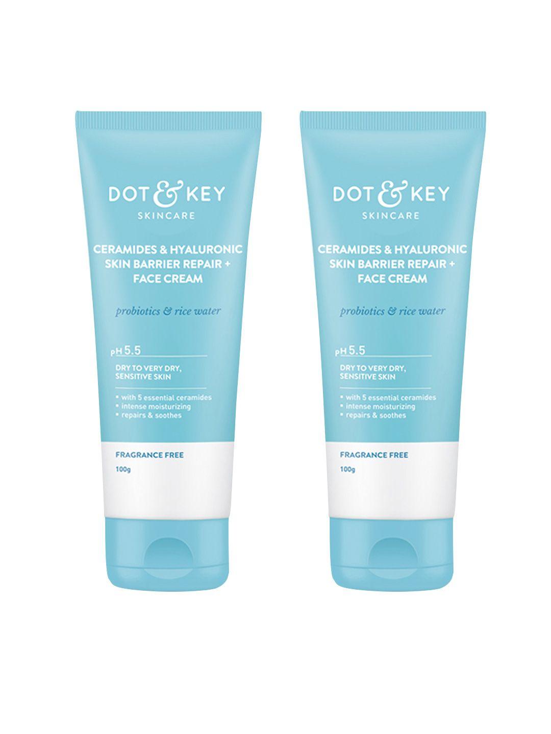 dot & key set of 2 ceramides+hyaluronic skin barrier repair face cream - 100g each