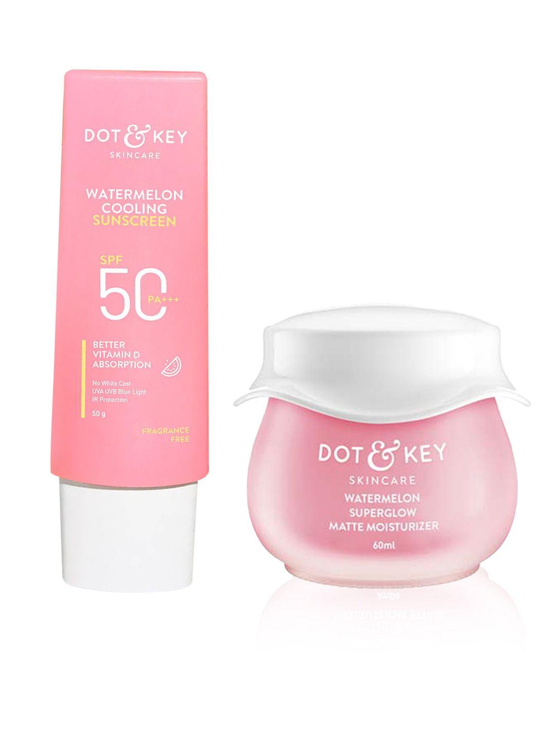 dot & key set of watermelon summer face moisturizer 60 ml & sunscreen 50g