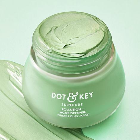 dot & key skin care pollution + acne defense green clay mask | with salicylic acid, matcha tea | for dark spots, oily, acne prone skin | 85g