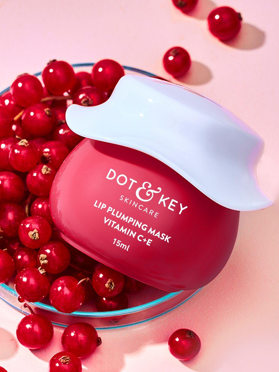 dot & key vitamin c+e flushed red lip plumping mask-lingonberry, turmeric oil - 15ml