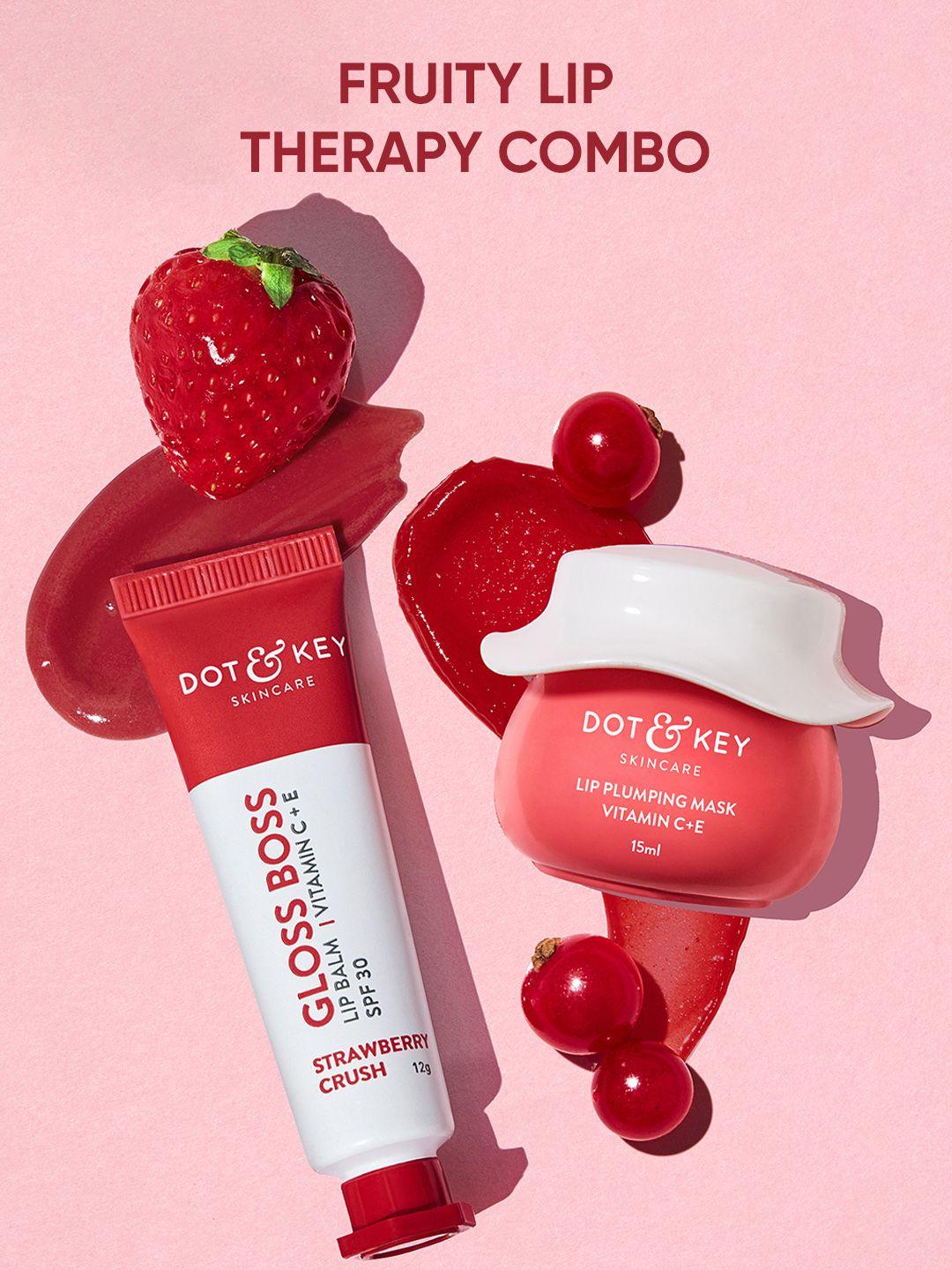 dot & key fruity lip therapy combo - softens dry, flaky & chapped lips - lip balm & mask