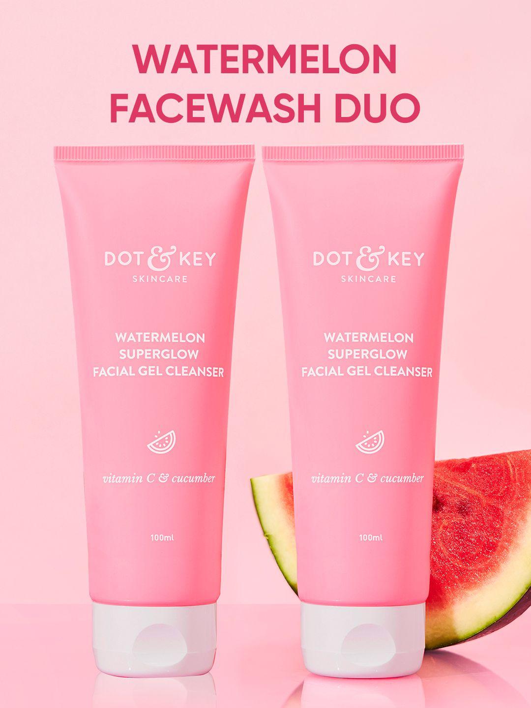 dot & key set of 2 watermelon superglow facial gel cleanser with vitamin c - 100ml each