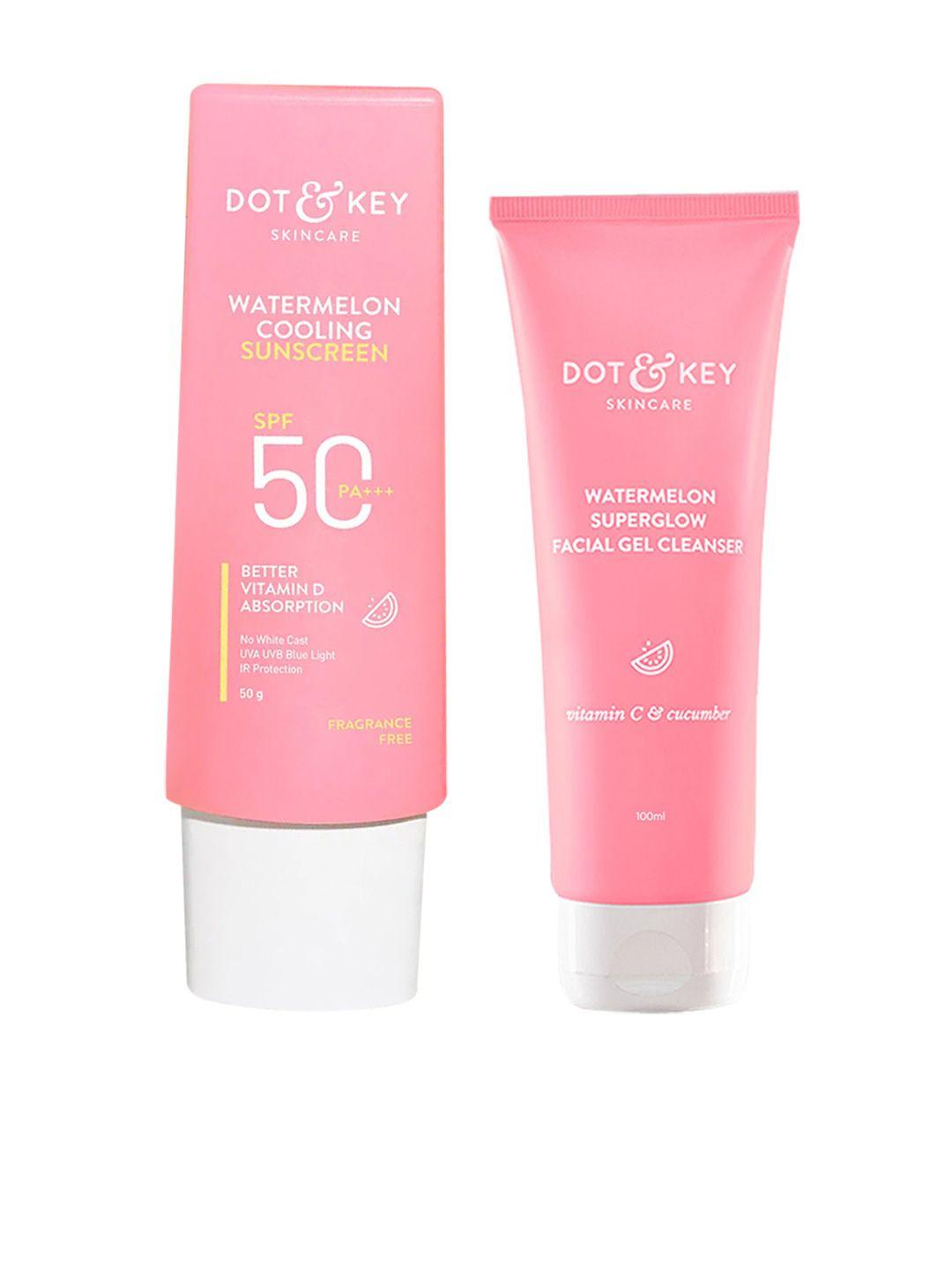 dot & key set of watermelon spf50 sunscreen 50g & facial gel cleanser 100ml