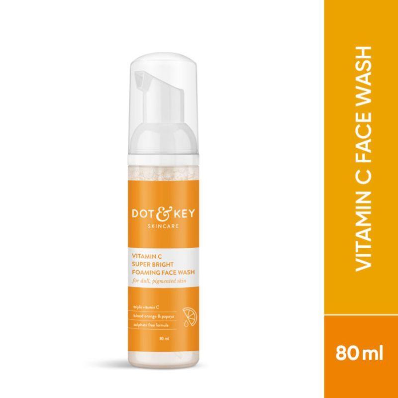 dot & key vitamin c super bright foaming face wash for glowing skin, oily & dry skin, sulphate free