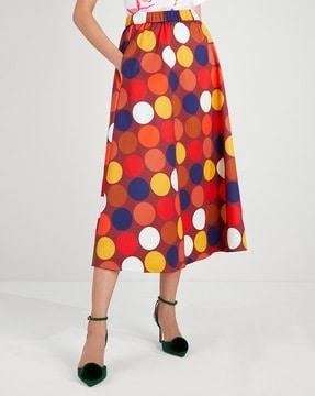 dot party faille flared skirt